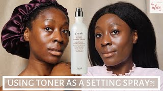 FRESH ROSE FLORAL TONER AS A SETTING SPRAY  TRYING TO PREVENT MAKEUP TRANSFER PT 2  byalicexo [upl. by Whitelaw]