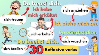 30 Reflexive Verben im Deutschen einfach lernen  Beispiele und Sätze für jedes Pronomen [upl. by Laverne]