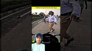 Police Uncle vs Moto Rider 🤯🔥🚀 shorts status police biker superbike zx10r kawasaki hype [upl. by Naujahs]