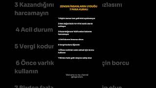 ZENGIN İNSANLARIN UYDUĞU 7 PARA KURALIviralreelsviralvideo [upl. by Ymmak]