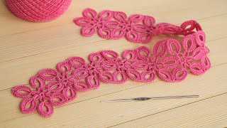 ЦВЕТОЧНОЕ КРУЖЕВО вязание крючком МАСТЕРКЛАСС ЛЕНТОЧНОЕ КРУЖЕВО Crochet ribbon lace [upl. by Anamuj]