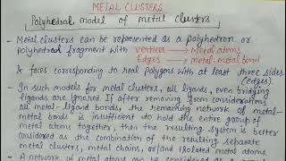 Lecture 01  Metal cluster Polyhedral model of metal clusters [upl. by Fitts684]