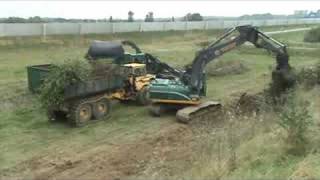 Excavator loads seldom half track dumper at Blerickthe NL [upl. by Sidoeht]