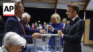 French President Macron votes in pivotal runoff [upl. by Leis111]