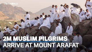 Muslim pilgrims ascend Mount Arafat for climax of largest Hajj [upl. by Adnicul]