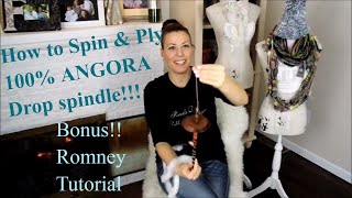 How to use a drop spindle Learn how to spin and ply 100 angora rabbit fiber [upl. by Alben869]