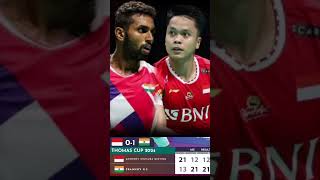 HASIL THOMAS CUP PARTAI PERTAMA INDONESIA VS INDIA [upl. by Ahser]