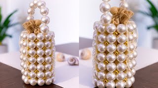 DIY VINTAGE PEARL BEADED BAG  PEARL BEAD BAG  BYWINNIE [upl. by Glaudia]