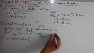 EP 06 Informatique S1codage notation signe grandeur complément à 1 et à 2 darija [upl. by Lagas]