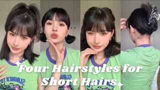 Back to school  4 Easy Hairstyles for Short Hair 💫 2023 hairstyles female [upl. by Starkey]