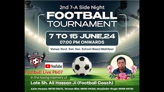 🔴LIVE 7A SIDE NIGHT FOOTBALL TOURNAMENT MAHILPUR HOSHIARPUR DATE  7062024 [upl. by Atinoj]