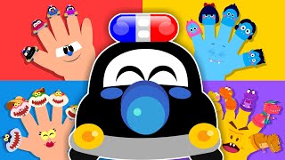 Finger Family StorySong Police Car Dracula Shark Dino  Nursery Rhymes amp Kids Songs [upl. by Ylrbmik811]