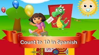 learn 110 in Spanish  With Dora the Explorer  Fun amp count game [upl. by Talya]