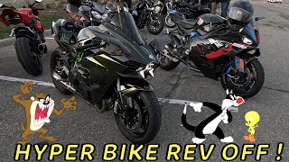 Kawasaki H2 VS BMW M1000RR Rev Battle   Vlog 18 [upl. by Bazar]