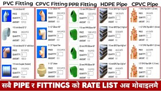 PVC Fitting  CPVC Fitting  PPR Fitting  HDPE Pipe  CPVC Pipe  PVC Pipe Price List In Nepal [upl. by Esiuolyram]