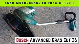 Bosch Advanced Grascut 36 AkkuMotorsense »PowerHärtetest»  Bosch Akku Rasentrimmer Praxistest [upl. by Lubba]