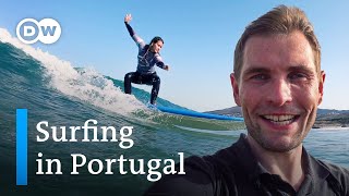 Surfing Portugal Fun in Cascais  Vlogger Steve Hänisch at the famous surfing spot near Lisbon [upl. by Asil61]