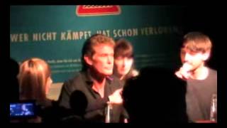 David Hasselhoff at the East Side Gallery  Berlin 17March 2013 press conference [upl. by Nnylarac]