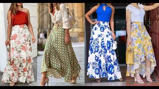 Most Beautiful Top Stylish Casual Long Floral Skirt Outfit For LadiesampGirls [upl. by Mehsah]