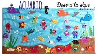 Cómo hacer un acuario o fondo del mar para decorar [upl. by Enelehcim]