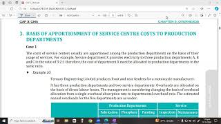 Lec22 Ch3 Overheads l Basis of Apportionment of Service Centre Costs to Production l CAF3 CMA [upl. by Solahcin839]