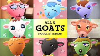 All 8 Goat Villagers House Interiors  2 goat villagers have pictures of each other maybe [upl. by Oilime]