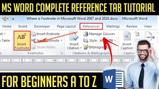 MS Word Reference Tab Complete Tutorial In Hindi  How To Use MS Word Complete Step By Step Part 4 [upl. by Anivlek973]