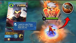 CHOU BEST ONE HIT BUILD IN SOLO RANK INTERESTING MATCH MLBB [upl. by Naitsabas686]