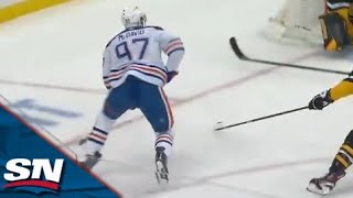 Oilers Connor McDavid Roofs Short Side Goal From Ridiculous Angle vs Penguins [upl. by Missie]