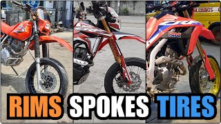 MOTARD CONVERSION PARTS  XR200  CRF150L  CRF300L  Rims Spokes offsets and Tires [upl. by Fredra678]