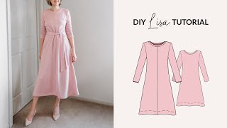 DIY KneeLength Knit Dress  The Lisa Sewing Pattern  Dressmaking with Tiana [upl. by Estis]