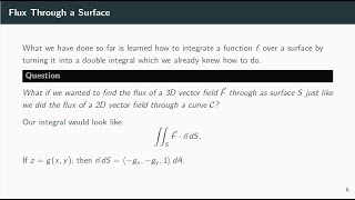 Multivariable Calculus Surface Integral  Flux 167 [upl. by Dulcine645]