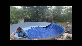 How to hang a Above ground pool liner [upl. by Nadia]