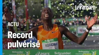 Marathon de Paris  le Kenyan Elisha Rotich s’impose et pulvérise le record de l’épreuve [upl. by Llebasi382]