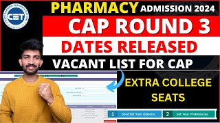 B Pharmacy Cap Round 3 Dates Released  Pharmacy Cap Round 3 Started 2024 [upl. by Lorene]