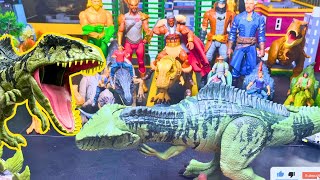 Reviewing Jurassic World Dinosaur Figures  TREX IREX Triceratops Ampelosaurus Indoraptor [upl. by Dobb184]