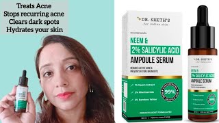 Dr Sheths Neem and 2 Salicylic acid Ampoule serum Treats Acne and dark spots [upl. by Eselahs]