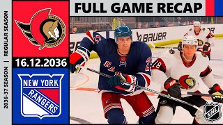 NHL 24  Ottawa Senators vs New York Rangers  Regular Season Game 35  16122036 [upl. by Akinohs606]