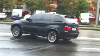 BMW X5 Drift in the City with AWD on wet Road  2 Cool Drifts [upl. by Inalej]