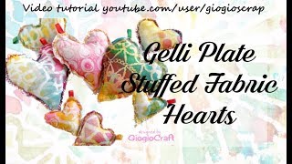 Tutorial Gelli Plate Stuffed Hearts [upl. by Dlareme]