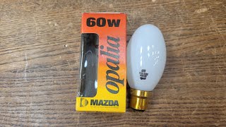 Lampe MAZDA Opalia 60W poudrée 230v B22 Vintage  Incandescence  Neuve [upl. by Erline]