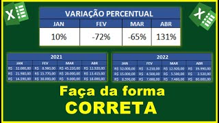 Como Calcular Variação Percentual No Excel  A Forma CORRETA [upl. by Chrystel122]