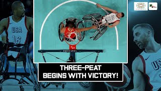 Paris Paralympics 2024  US men’s wheelchair basketball squad defeats Spain 6656 [upl. by Annanhoj]