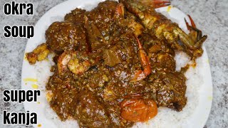 The best okra soup Super kanja gambian style okra soup with sea food [upl. by Fabrin]