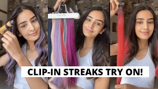 ClipIn Streaks Try on  No Damage Hair Color  Human Hair Extension India  Styling Streaks Shorts [upl. by Aek799]