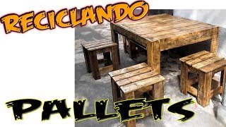 Reciclando Pallets Mesa y banquitos [upl. by Arytas]