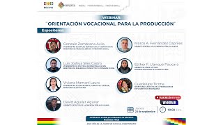 WEBINAR quotORIENTACIÓN VOCACIONAL PARA LA PRODUCCIÓNquot [upl. by Ayor315]