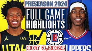 Utah Jazz Vs LA Clippers Full Game Highlights Oct 32024 NBA Preseason [upl. by Atiluj]