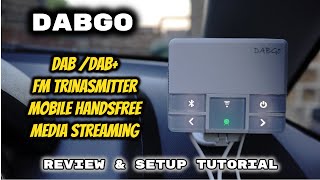 DABGo In Car DABDAB Radio Adaptor Review  DAB  FM Transmitter  Mobile Handsfree  AUX [upl. by Ayerim]