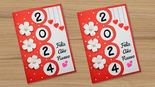 🥂 Tarjeta para año nuevo 2024 🥂 Easy and Beautiful card for New year [upl. by Valleau]